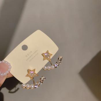 360Home Silber pin Perle luftige Vintage Ohrringe E1822 Gold